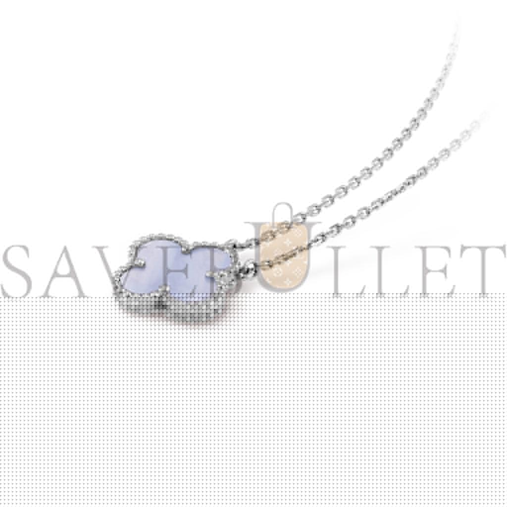 V*N CL*F arpels vintage alhambra pendant - white gold, chalcedony  vcard34900